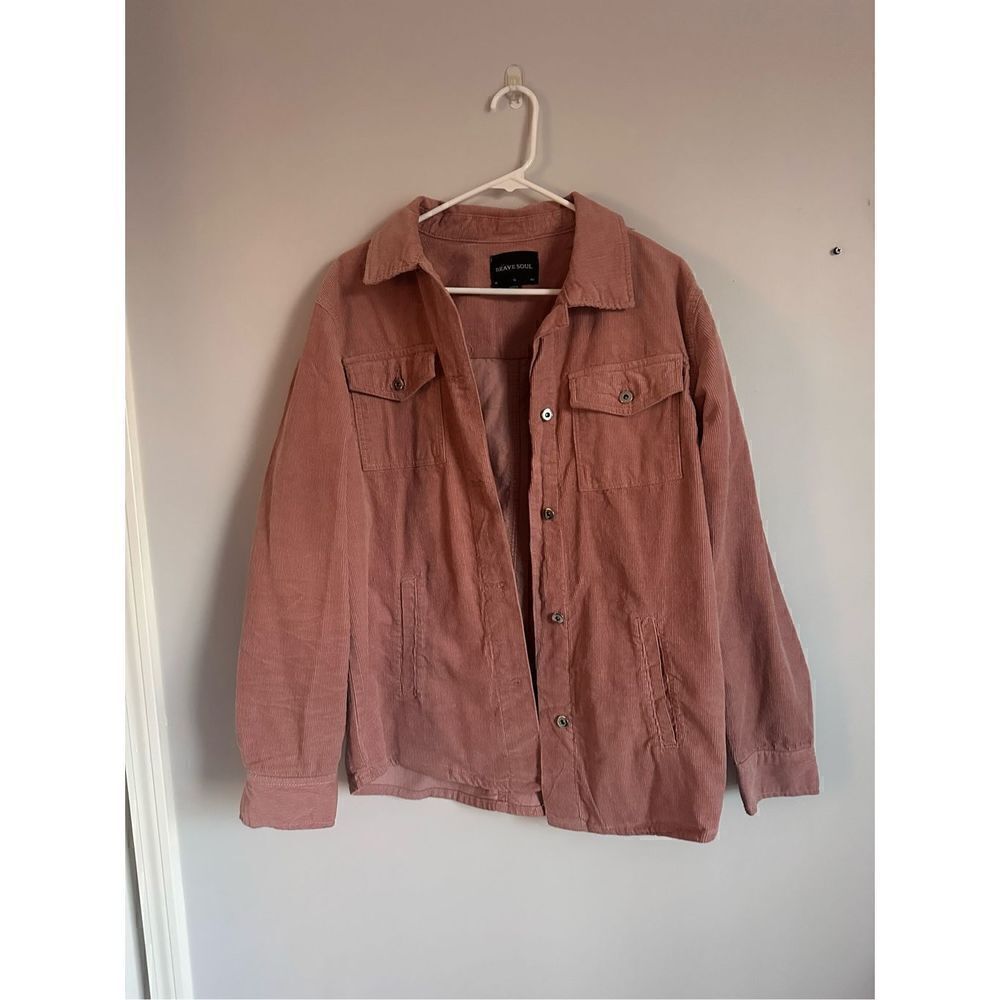 BRAVE SOUL Blake Shirt Jacket In Cord-pink M - Picture 2 of 11